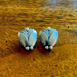 Georg Jensen vintage “tulip” earrings. Clip on style.